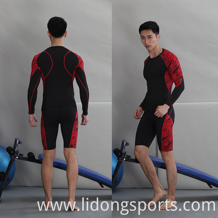 custom cheap fitness suit new design men's gym compression tights wholesale crane sportswear
